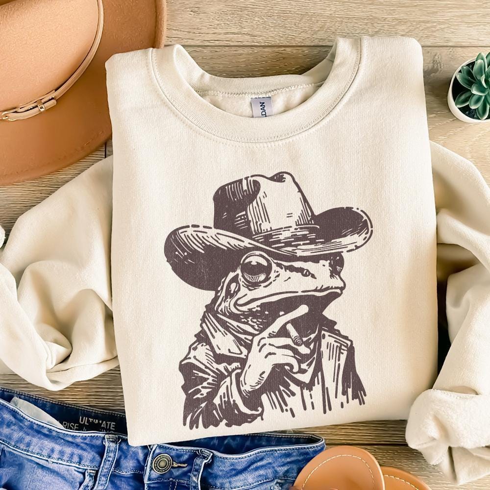 Cowboy Frog PNG, Funny Frog Meme PNG - 300 DPI Design for T-Shirt