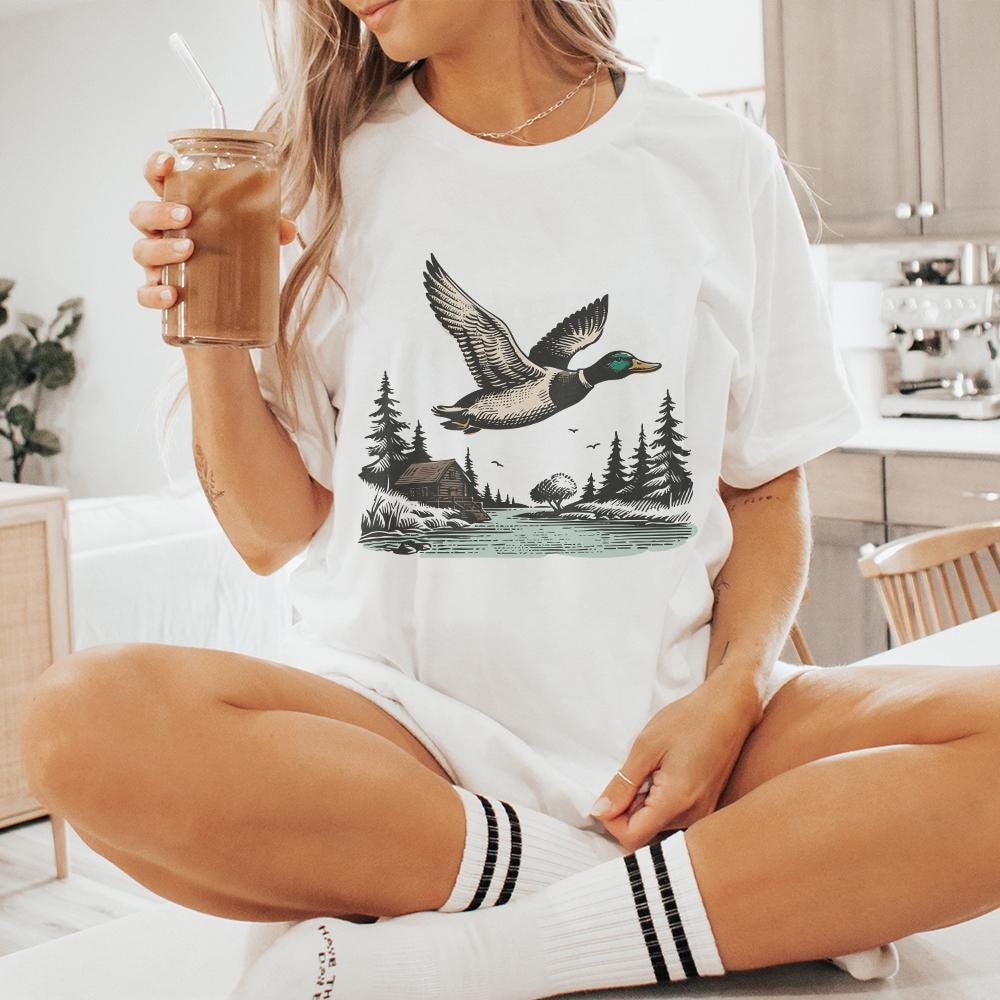 Vintage Wild Duck PNG, Mallard Duck Clipart - 300 DPI Design for T-Shirt