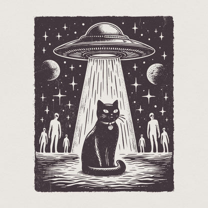 UFO Cat PNG, Funny Cat Shirt - 300 DPI Design for T-Shirt