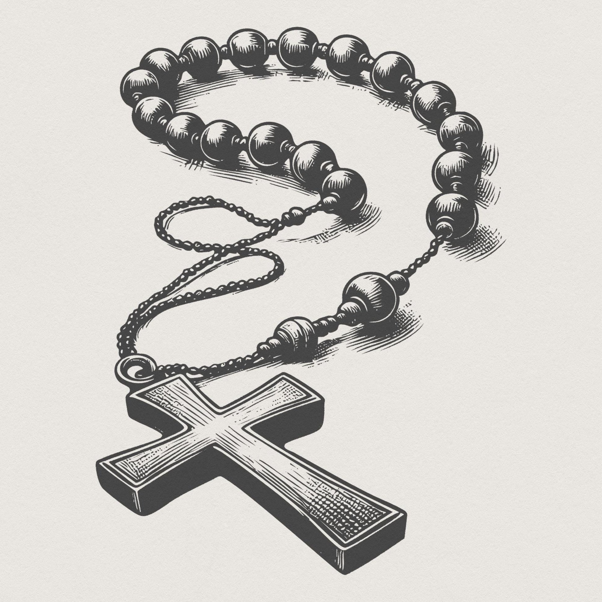 Rosary Beads Design, Catholic Rosary png - 300 DPI Design for T-Shirt
