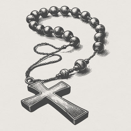 Rosary Beads Design, Catholic Rosary png - 300 DPI Design for T-Shirt