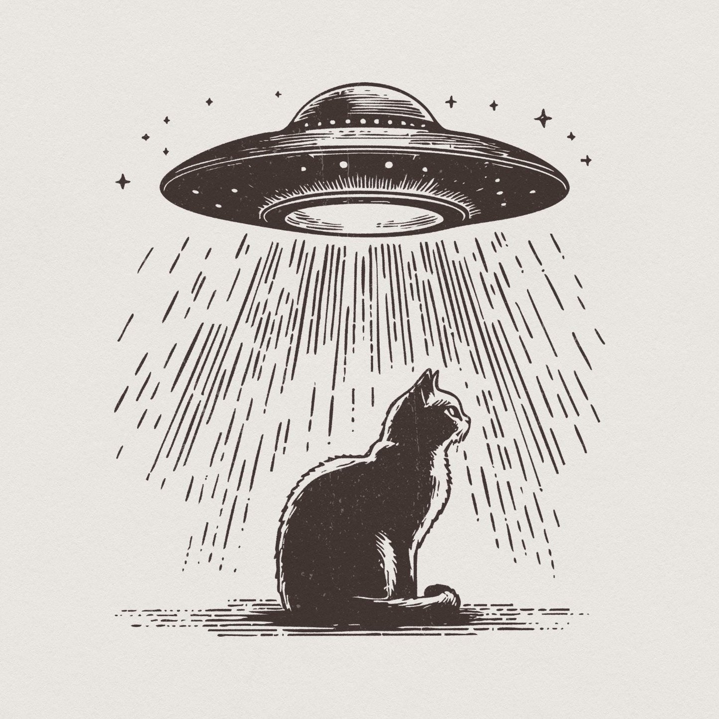 Funny Cat Shirt PNG, Retro Space Cat - 300 DPI Design for T-Shirt