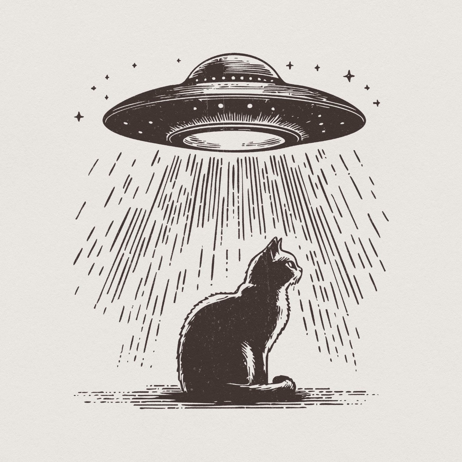 Funny Cat Shirt PNG, Retro Space Cat - 300 DPI Design for T-Shirt