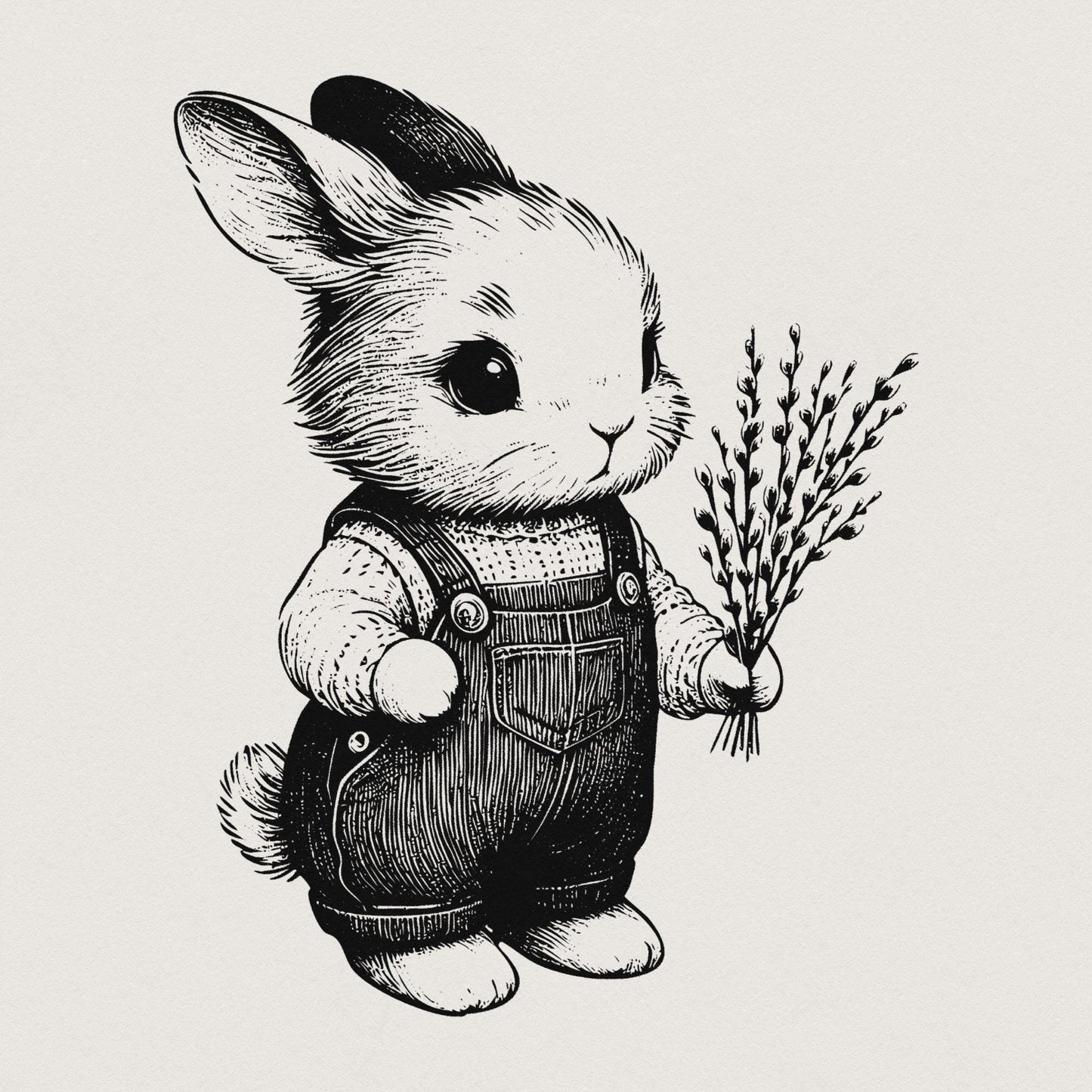 Cute Bunny Botanical PNG, Bunny Clipart - 300 DPI Design for T-Shirt