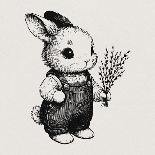 Cute Bunny Botanical PNG, Bunny Clipart - 300 DPI Design for T-Shirt