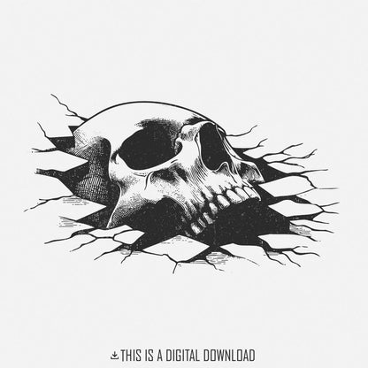Skull In The Wall PNG, Skull png - 300 DPI Design for T-Shirt