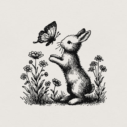 Bunny and Butterfly PNG, Spring Bunny Decorative Design - 300 DPI Design