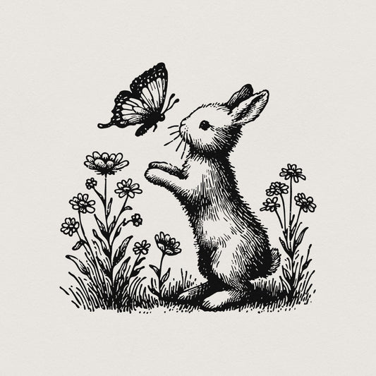 Bunny and Butterfly PNG, Spring Bunny Decorative Design - 300 DPI Design
