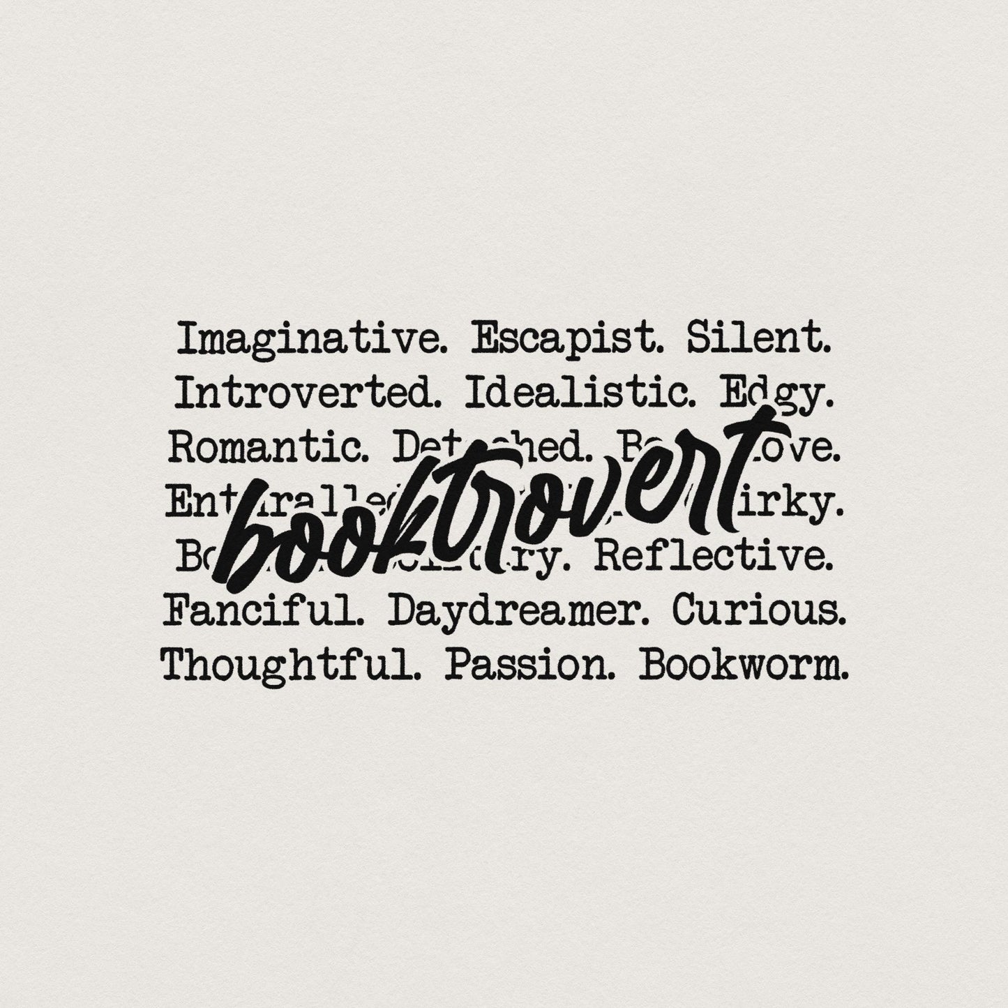 Booktrovert Words PNG, Funny Book Lover - 300 DPI Design for T-Shirt