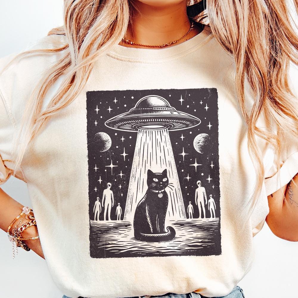 UFO Cat PNG, Funny Cat Shirt - 300 DPI Design for T-Shirt