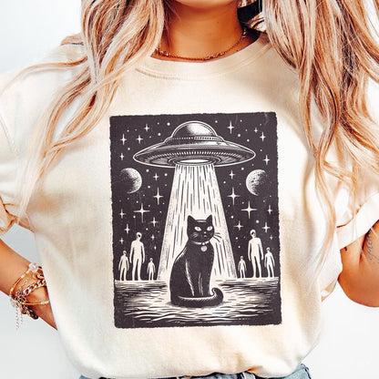 UFO Cat PNG, Funny Cat Shirt - 300 DPI Design for T-Shirt