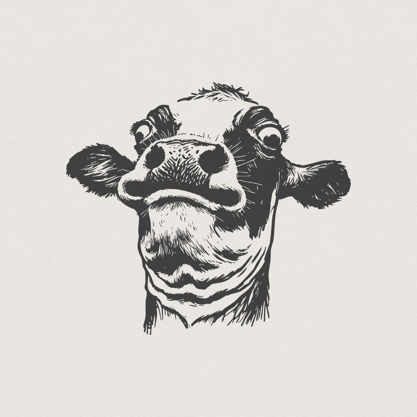 Funny Cow PNG, Quirky Cow Portrait - 300 DPI Design for T-Shirt