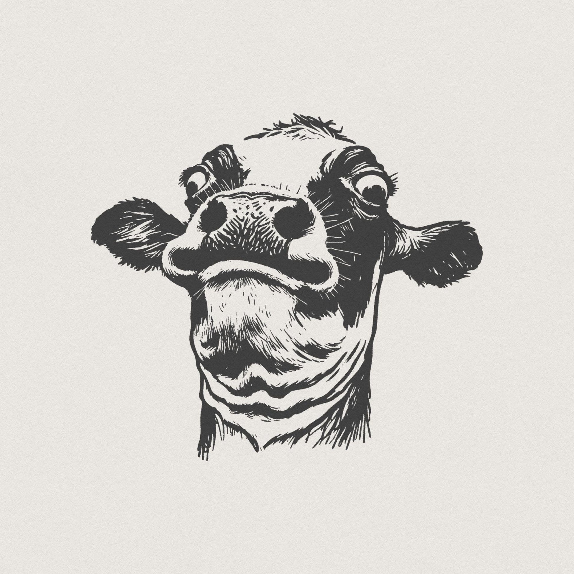 Funny Cow PNG, Quirky Cow Portrait - 300 DPI Design for T-Shirt