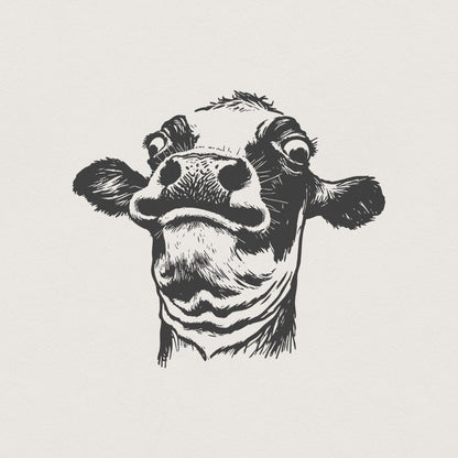 Funny Cow PNG, Quirky Cow Portrait - 300 DPI Design for T-Shirt