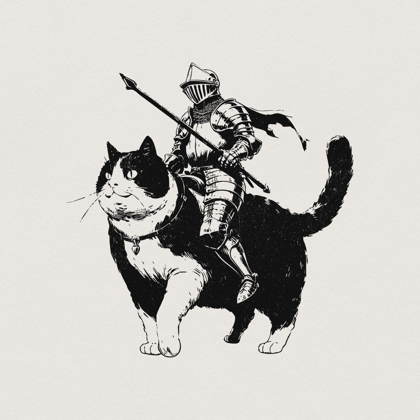 Knight Cat Fantasy Art PNG, Medieval Art Design - 300 DPI Design for