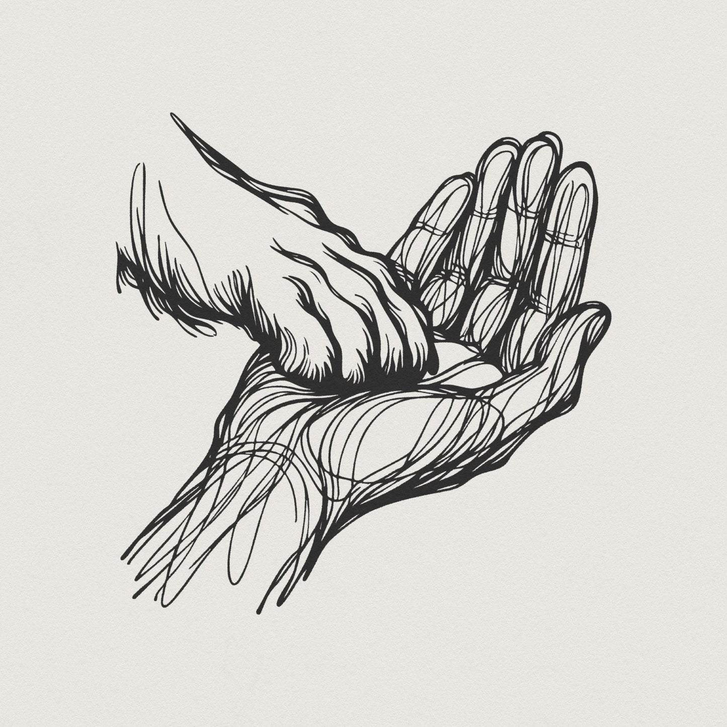 Hand-Paw png, Paw and Hand png - 300 DPI Design for T-Shirt