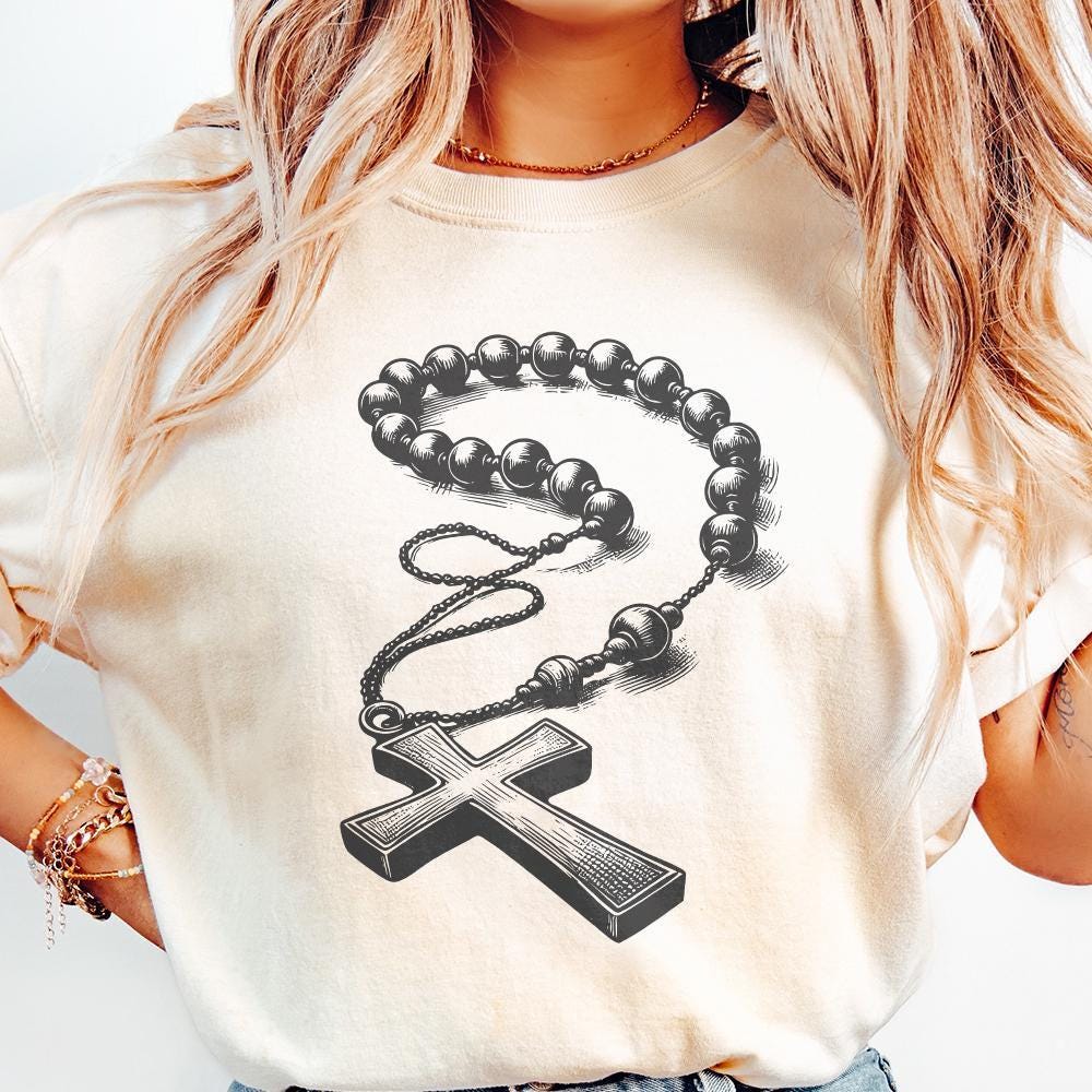 Rosary Beads Design, Catholic Rosary png - 300 DPI Design for T-Shirt