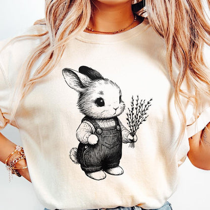 Cute Bunny Botanical PNG, Bunny Clipart - 300 DPI Design for T-Shirt