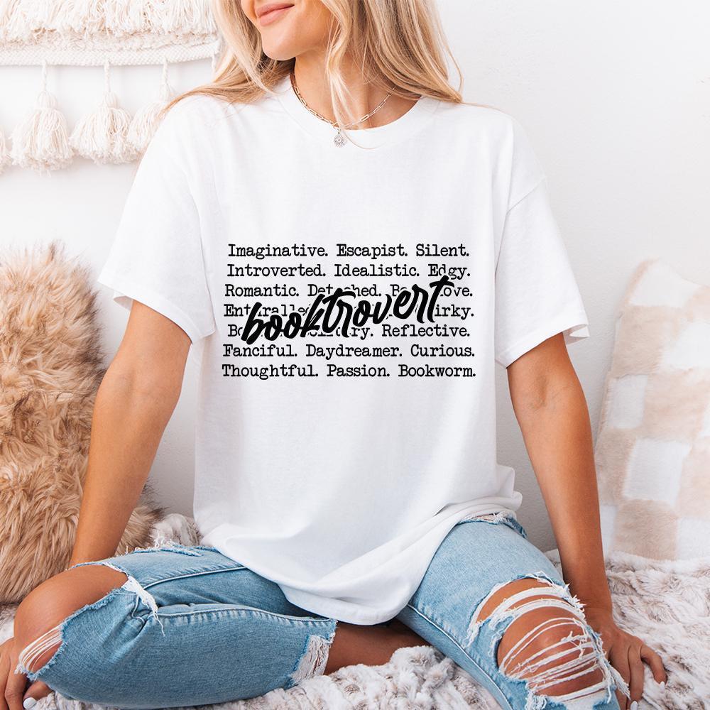Booktrovert Words PNG, Funny Book Lover - 300 DPI Design for T-Shirt