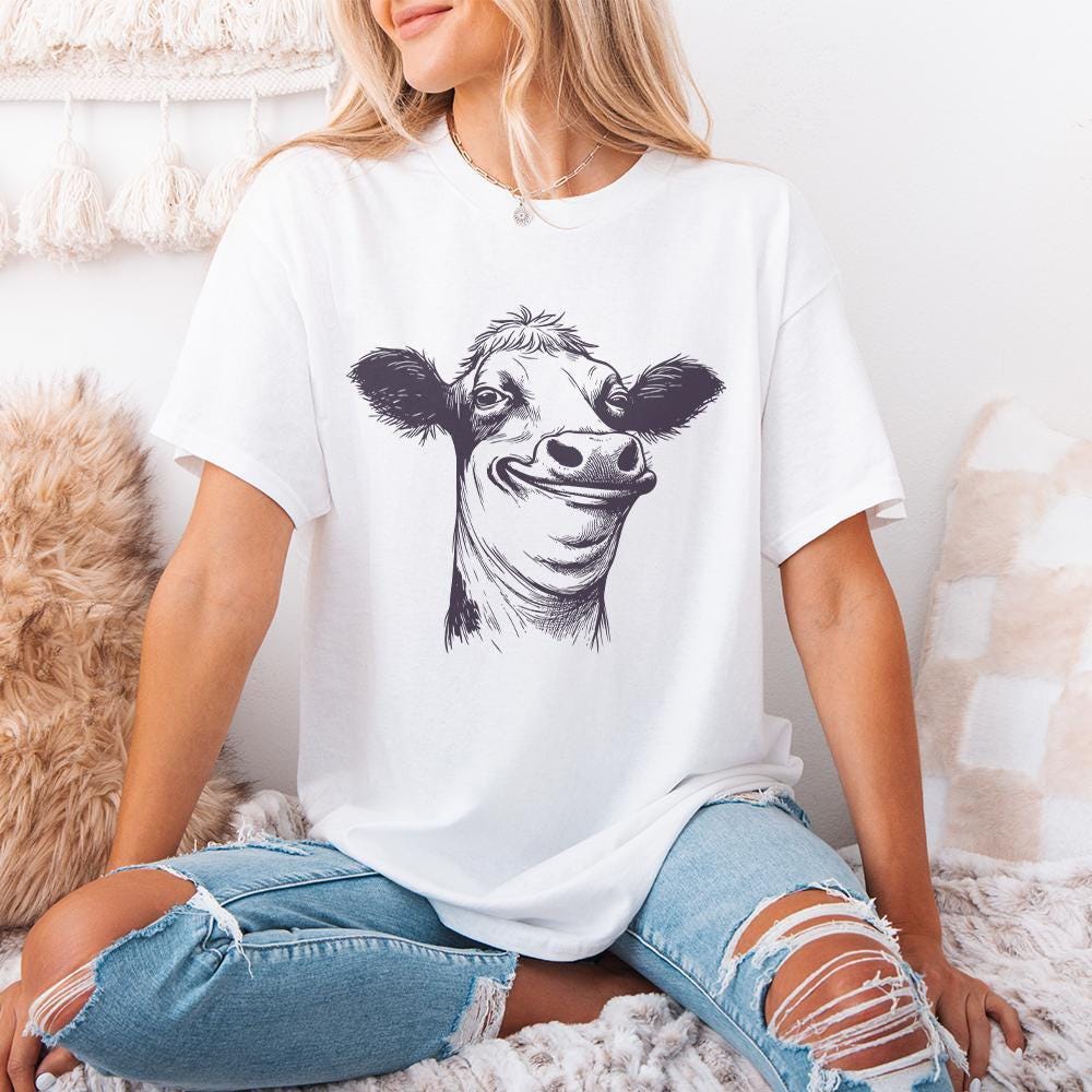 Quirky Cow Clipart Pack, Funny Heifer PNG - 300 DPI Design for T-Shirt