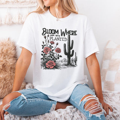Bloom Where You Are Planted PNG, Cactus png - 300 DPI Design for T-Shirt