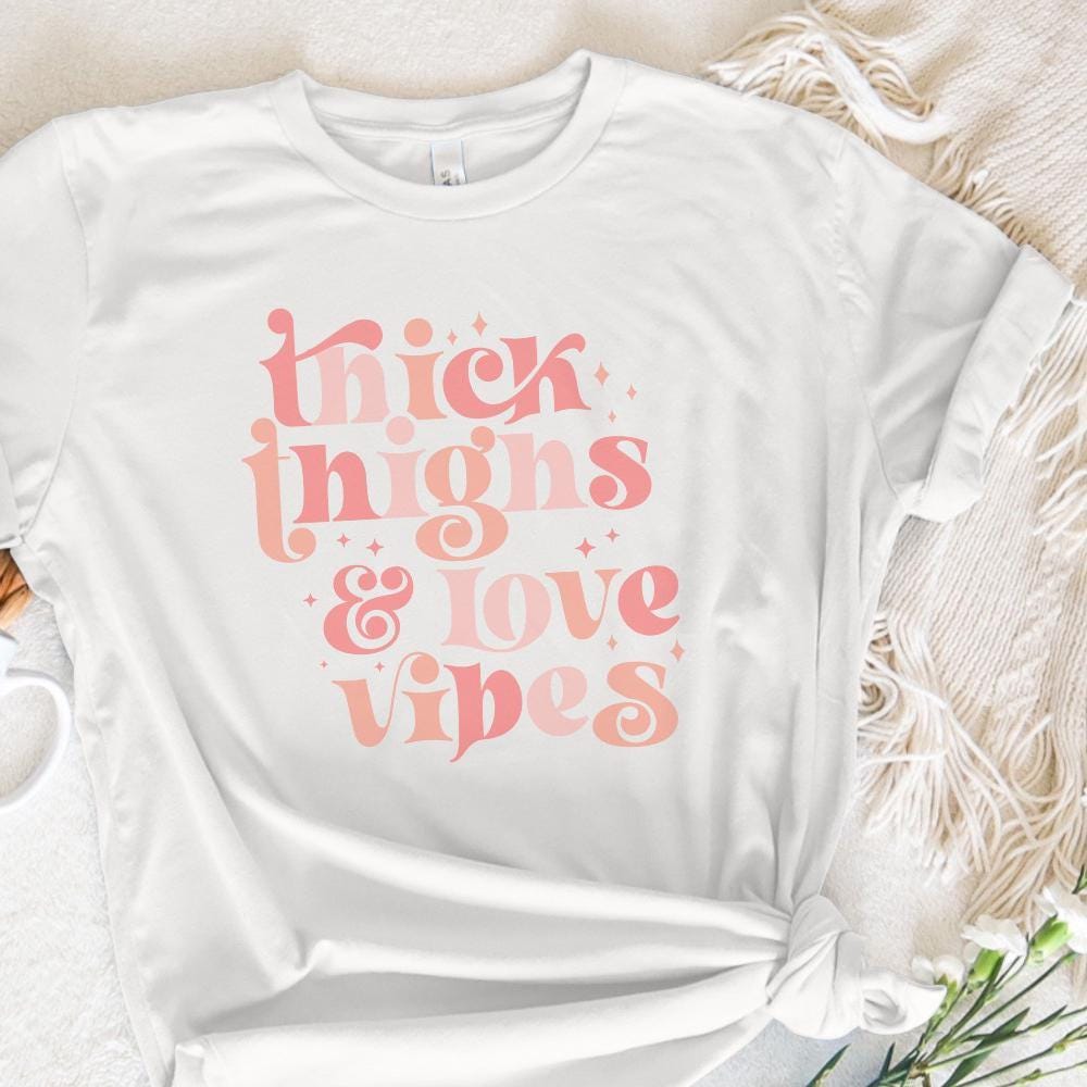 Thick Thighs Love Vibes Retro PNG, Valentine's Day - 300 DPI Design for