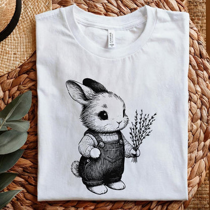 Cute Bunny Botanical PNG, Bunny Clipart - 300 DPI Design for T-Shirt