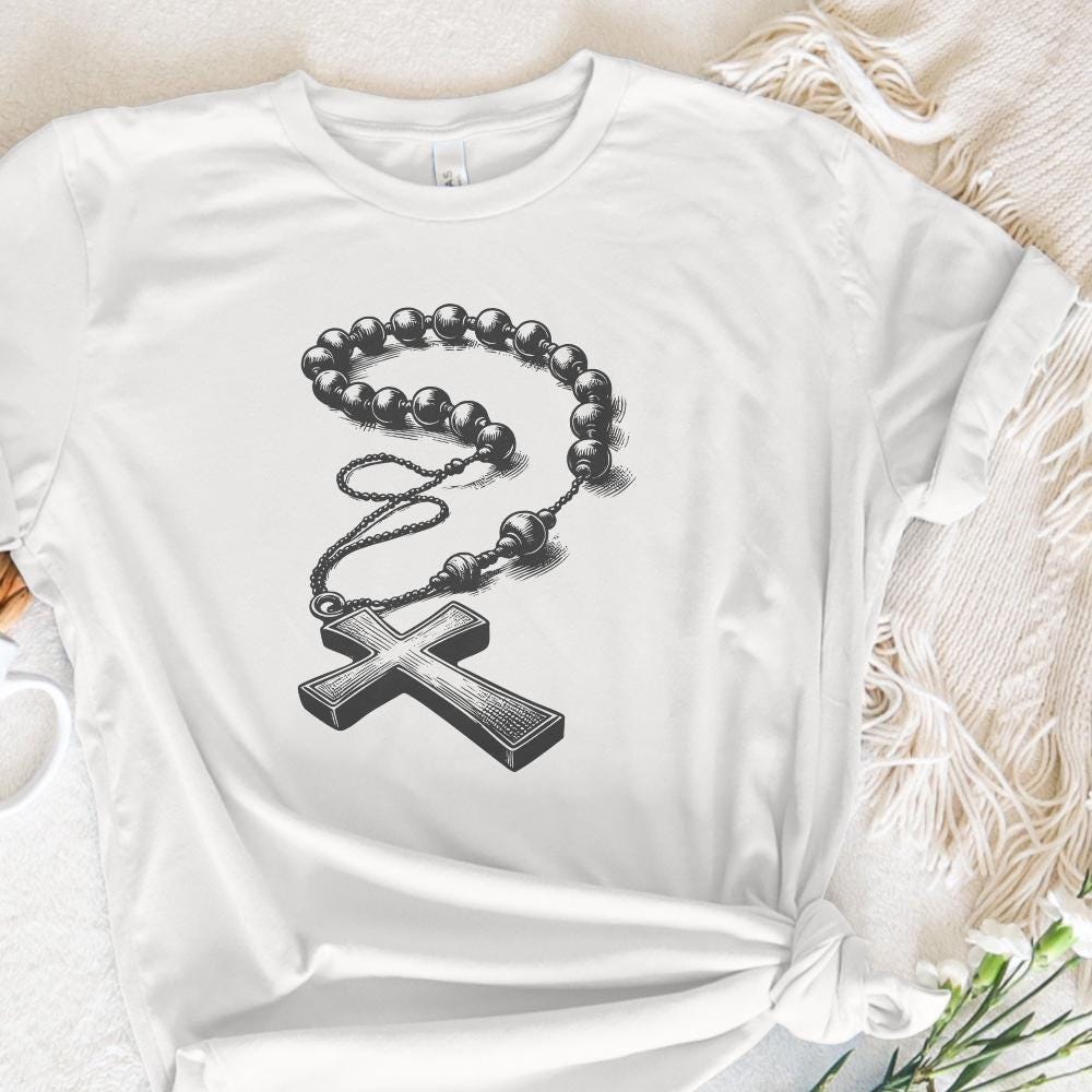 Rosary Beads Design, Catholic Rosary png - 300 DPI Design for T-Shirt
