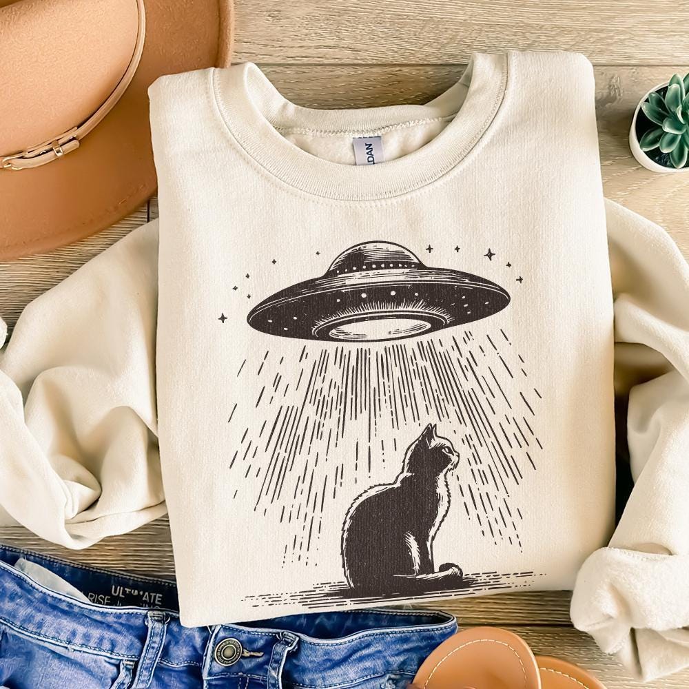 Funny Cat Shirt PNG, Retro Space Cat - 300 DPI Design for T-Shirt