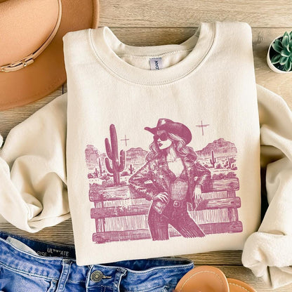 Sassy Cowgirl Western PNG, Retro Sublimation Download - 300 DPI Design