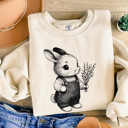 Cute Bunny Botanical PNG, Bunny Clipart - 300 DPI Design for T-Shirt