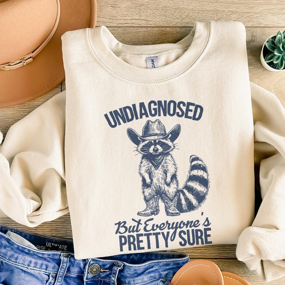 Funny Raccoon Meme PNG, Undiagnosed Sarcastic Humor - 300 DPI Design for