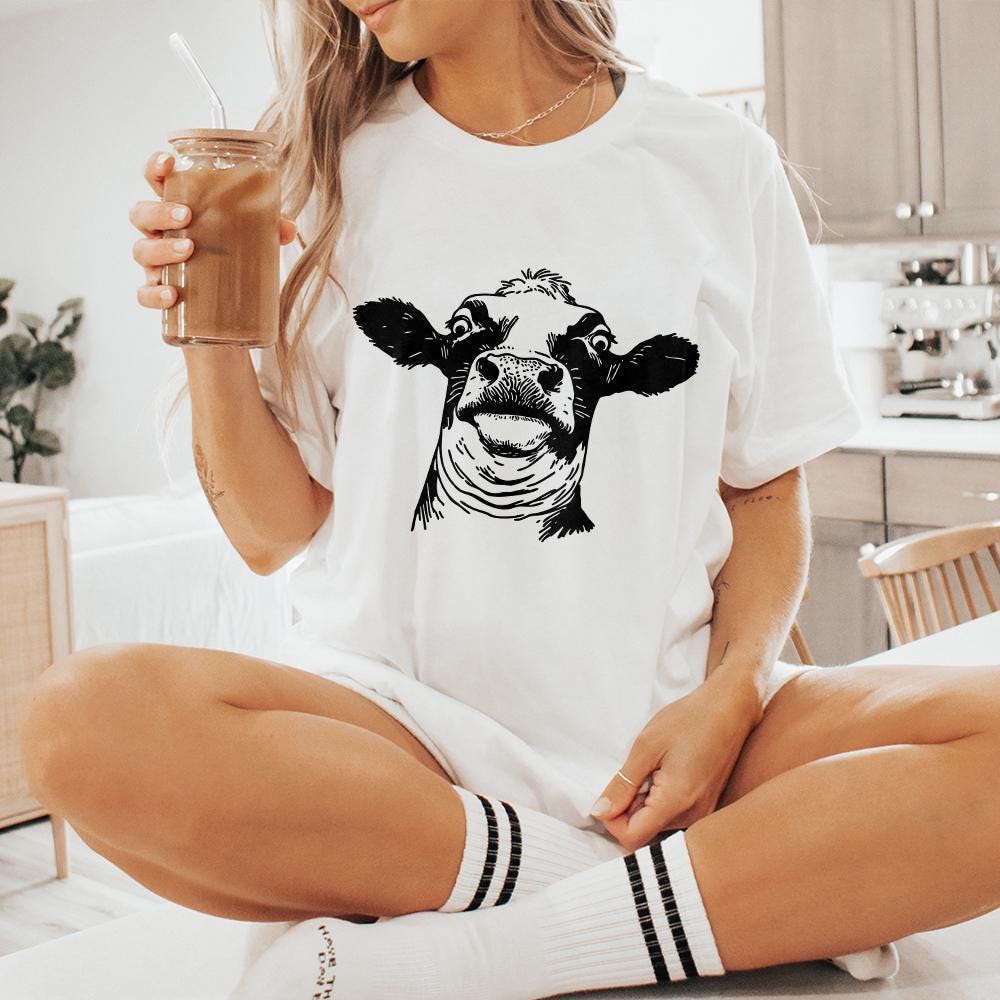 Quirky Cow PNG, Funny Heifer PNG - 300 DPI Design for T-Shirt