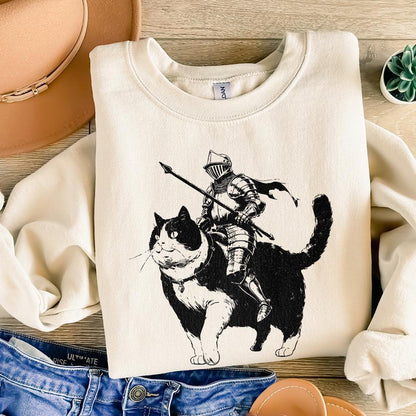 Knight Cat Fantasy Art PNG, Medieval Art Design - 300 DPI Design for