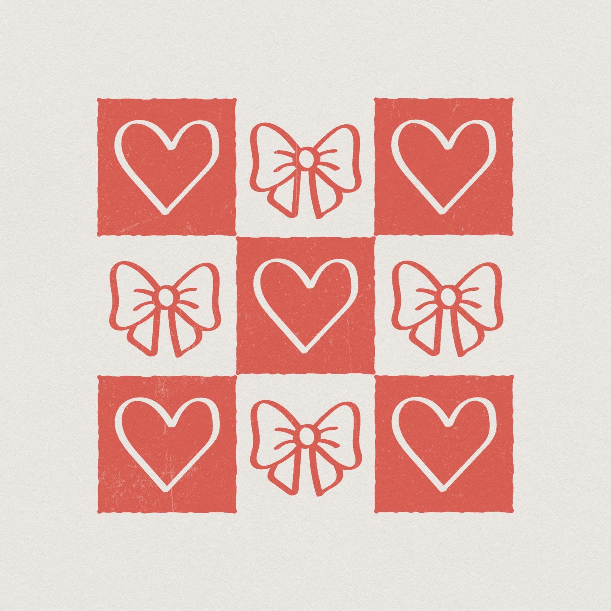 Retro Checkered Valentine's Day PNG, Coquette Valentine Heart Png - 300
