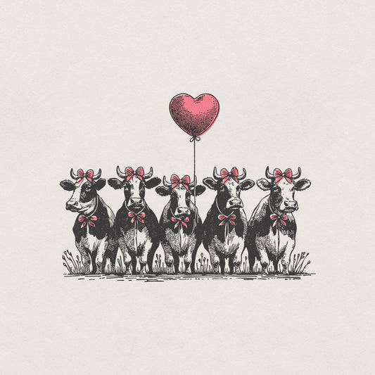 Valentine Cows PNG, Valentine's Day png - 300 DPI Design for T-Shirt