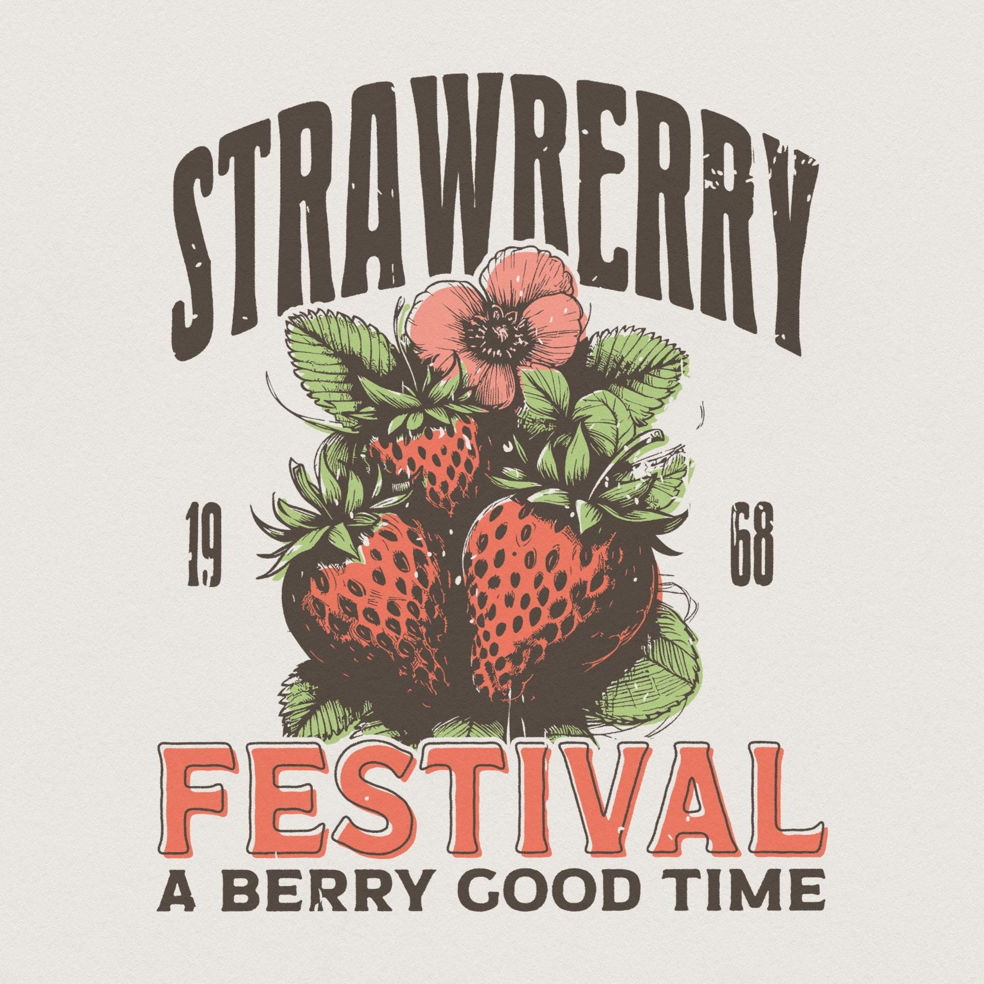 Retro Strawberry PNG, Strawberry Sublimation - 300 DPI Design for T-Shirt