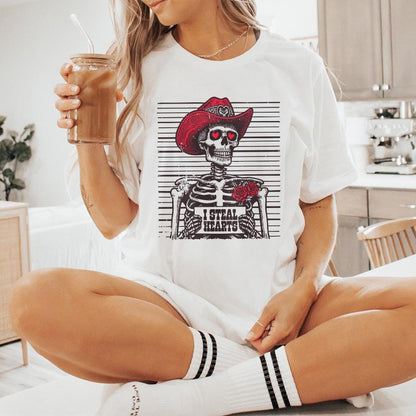 I Steal Hearts Png, Skeleton Cowboy - 300 DPI Design for T-Shirt