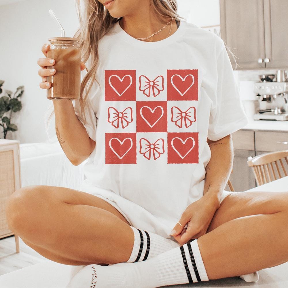 Retro Checkered Valentine's Day PNG, Coquette Valentine Heart Png - 300