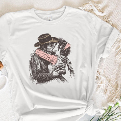 Retro Cowboy Cowgirl Kiss PNG, Vintage Illustration - 300 DPI Design for