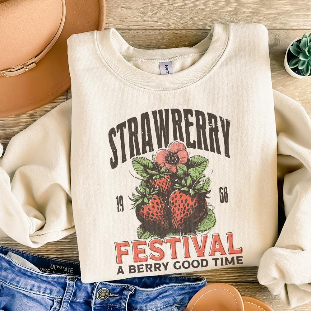 Retro Strawberry PNG, Strawberry Sublimation - 300 DPI Design for T-Shirt