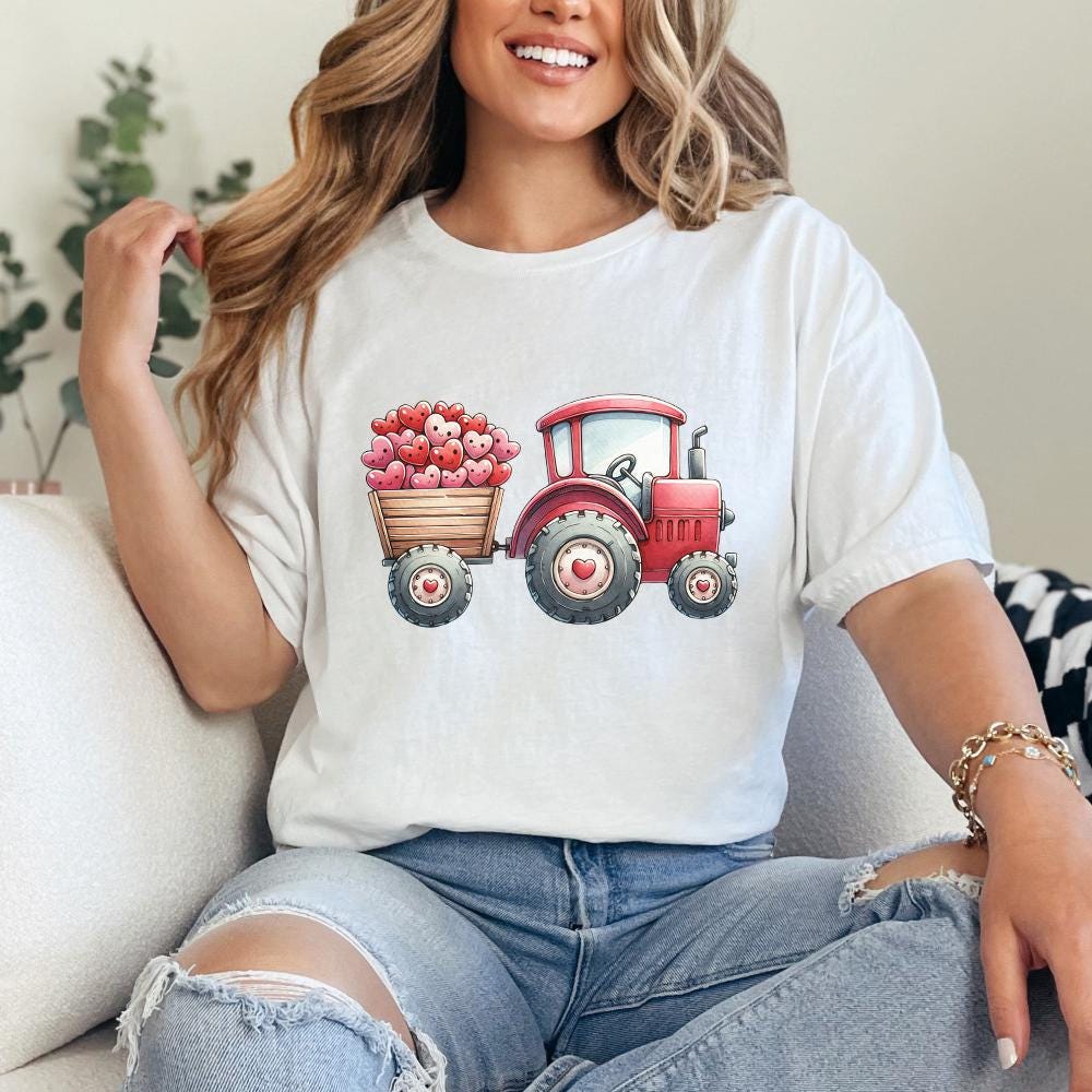 Valentines Day Tractor PNG, Kids Valentine Download - 300 DPI Design for