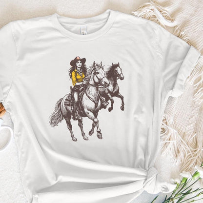 Vintage Cowgirl Horse Western PNG, Retro Wild Horses Sublimation - 300