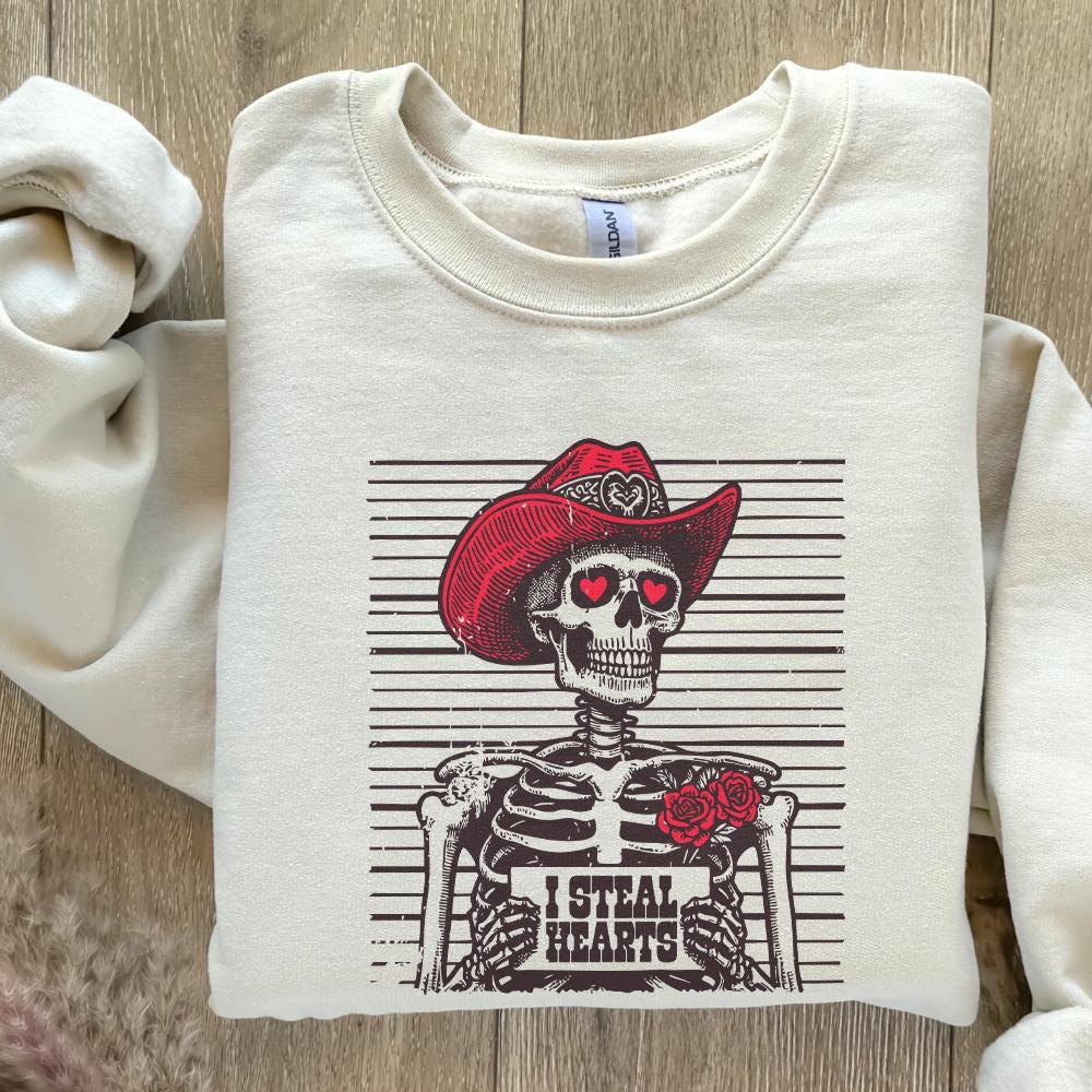 I Steal Hearts Png, Skeleton Cowboy - 300 DPI Design for T-Shirt