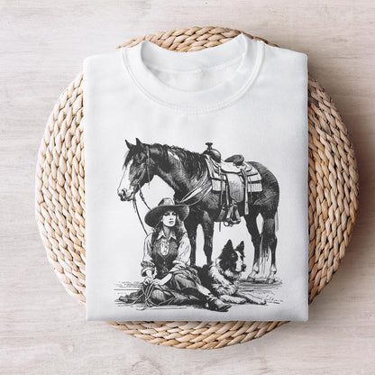 Retro Cowgirl Dog PNG, Western Wild West Digital Download - 300 DPI