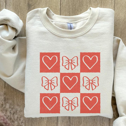 Retro Checkered Valentine's Day PNG, Coquette Valentine Heart Png - 300