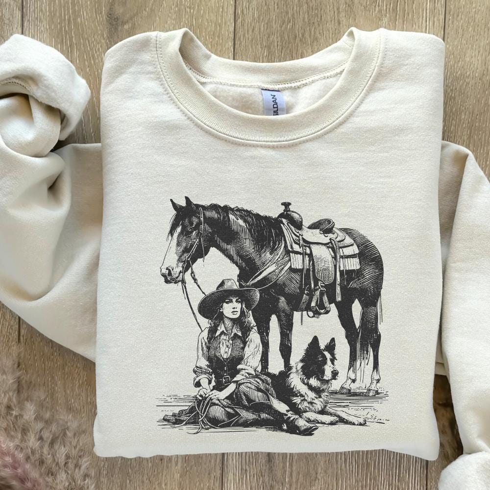 Retro Cowgirl Dog PNG, Western Wild West Digital Download - 300 DPI