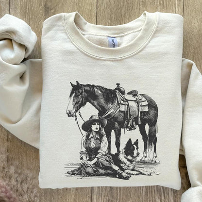 Retro Cowgirl Dog PNG, Western Wild West Digital Download - 300 DPI