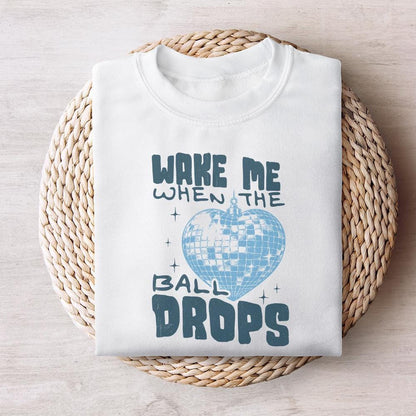 Wake Me Up When the Ball Drops PNG, Retro New Year - 300 DPI Design for