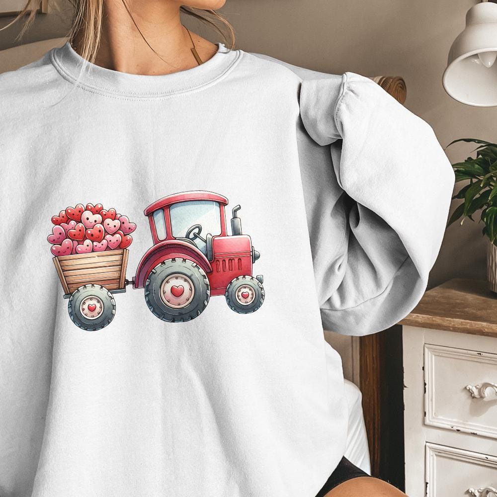 Valentines Day Tractor PNG, Kids Valentine Download - 300 DPI Design for